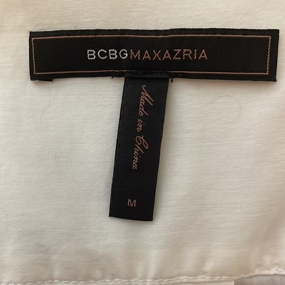 BCBG Max Azria White Cotton Wrap Shirt with black elastic belt SZ M EUC - Picture 5 of 5